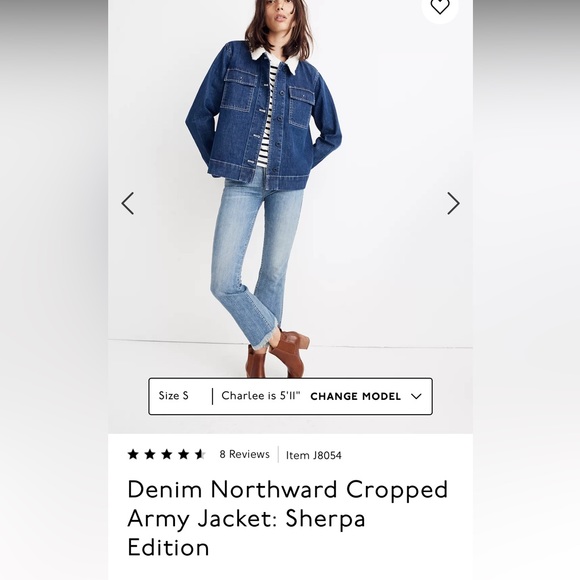 Madewell Size XXL Denim Northward Cropped Army Jacket: Sherpa Edition - Picture 6 of 7
